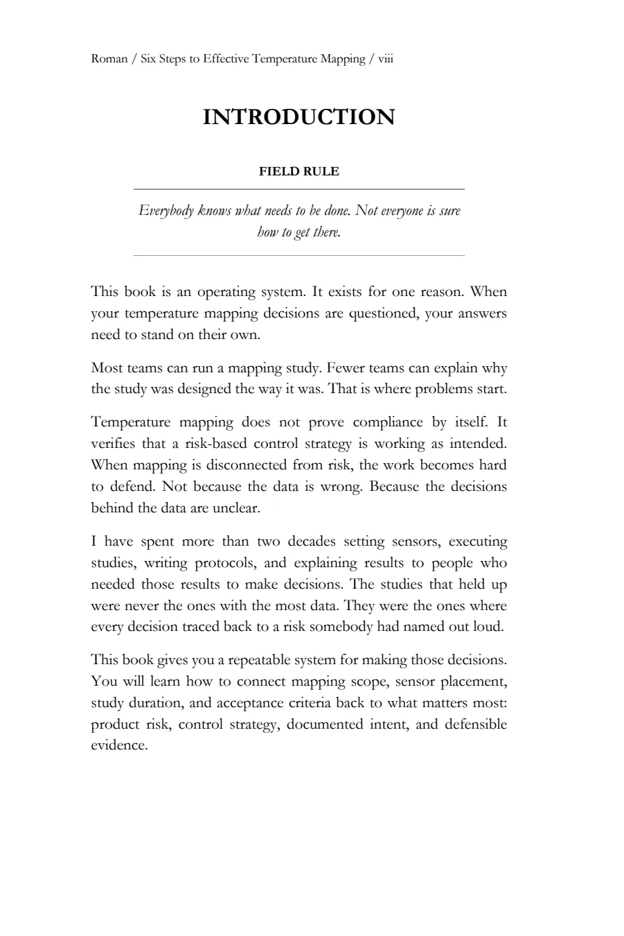 Introduction, page viii, opening with the field rule